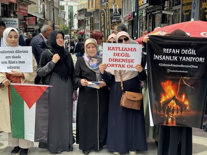 İsrail’in Gazze’ye yönelik saldırıları Ağrı’da protesto edildi